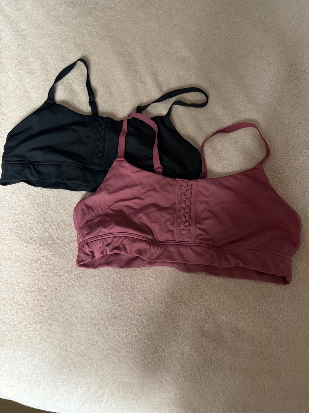 Two Aerie Sports Bra Top - Black and Mauve